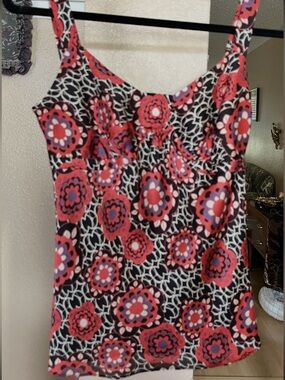 LOFT Floral Print Pink & Black Camisole